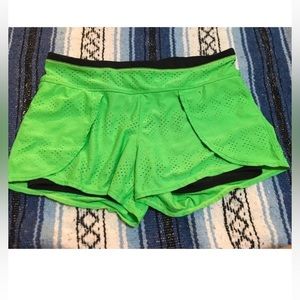 Athleta Lime Green Netted Active Wear Shorts